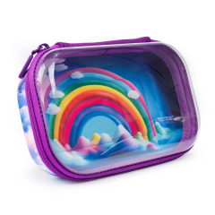 Rechizite scolare Sheaffer Edtech BIC Optima Zipit Leitz EBERHARD FABER, Penar cu fermoar ZIPIT Clear Top Storage Box - Rainbow - vectordirect.ro