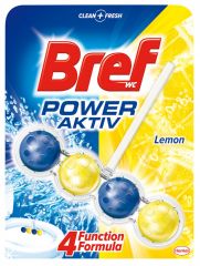 Produse esentiale de curatenie, BREF Power Aktiv Lemon, odorizant solid pentru toaleta, bilute - 50 grame - vectordirect.ro