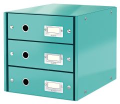 Leitz, Cabinet cu sertare Leitz WOW Click & Store, 3 sertare, carton laminat, A4, turcoaz - vectordirect.ro