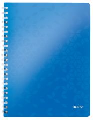 Leitz, Caiet de birou Leitz WOW, PP, FSC, reciclabil, A4, 80 coli, cu spira, matematica, albastru - vectordirect.ro