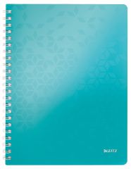 Leitz, Caiet de birou Leitz WOW, PP, FSC, reciclabil, A4, 80 coli, cu spira, matematica, turcoaz - vectordirect.ro