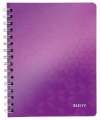 Caiete de birou, Caiet de birou Leitz WOW, PP, FSC, reciclabil, A5, 80 coli, cu spira, matematica, mov - vectordirect.ro