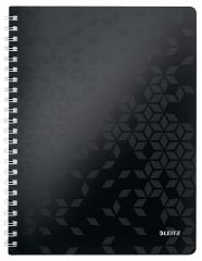 Produse Eco-Friendly Leitz, Caiet de birou Leitz WOW, PP, FSC, reciclabil, A4, 80 coli, cu spira, dictando, negru - vectordirect.ro