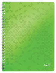 Produse Eco-Friendly Leitz, Caiet de birou Leitz WOW, PP, FSC, reciclabil, A4, 80 coli, cu spira, dictando, verde - vectordirect.ro