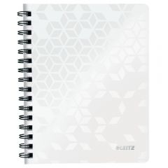 Leitz, Caiet de birou Leitz WOW, PP, FSC, reciclabil, A5, 80 coli, cu spira, matematica, alb - vectordirect.ro