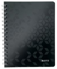 Caiete de birou, Caiet de birou Leitz WOW, PP, FSC, reciclabil, A5, 80 coli, cu spira, matematica, negru - vectordirect.ro