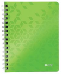 Caiete de birou, Caiet de birou Leitz WOW, PP, FSC, reciclabil, A5, 80 coli, cu spira, matematica, verde - vectordirect.ro