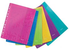 Leitz, Folie de protectie LEITZ WOW, cu arici, PP, A4, 40 coli, 6 buc/set, diverse culori - vectordirect.ro