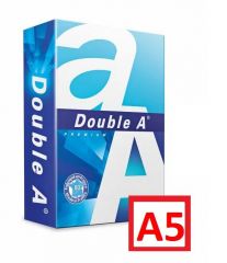 Double A, Hartie alba pentru copiator  A5 (1/2 coala A4), 80g/mp, 500coli/top, clasa A, Double A Premium - vectordirect.ro