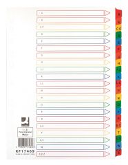 Cutii arhivare, alonje Q-connect, Index carton alb Mylar alfabetic A-Z, margine PP color, A4, 170g/mp, Q-Connect - vectordirect.ro