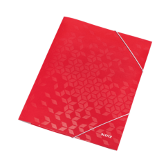 Mape din carton Donau Leitz Esselte, Mapa cu elastic LEITZ WOW, carton laminat, FSC, A4, 250 coli, rosu - vectordirect.ro
