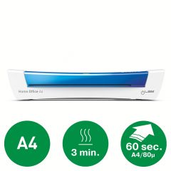 Laminatoare, folii laminare, Laminator LEITZ iLAM Home Office, A4, kit folii laminare inclus, albastru - vectordirect.ro