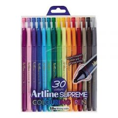 Linere Artline BIC Derwent, Liner ARTLINE Supreme, varf fetru 0.6mm, 30 culori/set - vectordirect.ro