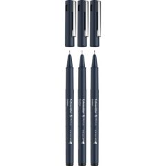 Pixuri cu gel Donau Schneider, Liner pentru desen tehnic SCHNEIDER Pictus, varf fetru (0.3/0.5/0.7mm), 3 buc/set - negru - vectordirect.ro