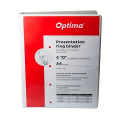 Caiete mecanice Optima, Caiet mecanic A4, 4 inele in D 16 mm, cotor 2,5 cm, plastifiat PP Optima - alb - vectordirect.ro