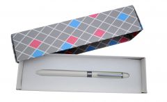 Cutii arhivare, alonje, Pix multifunctional de lux PENAC Multisync MS-107, in cutie cadou, corp alb - accesorii argintii - vectordirect.ro