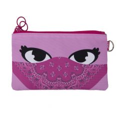 Rechizite scolare KOH-I-NOOR Zipit, Penar dublu cu fermoar si masca material textil, ZIPIT Face-It Bandit - roz - vectordirect.ro