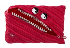 Cutii arhivare, alonje Nikidom Zip..it, Penar cu fermoar, ZIPIT Grillz Monsters Jumbo - rosu cu dinti argintii - vectordirect.ro