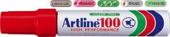 Artline, Permanent marker ARTLINE 100, corp metalic, varf tesit 7.5-12.0mm - rosu - vectordirect.ro