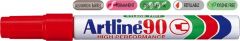 Artline, Permanent marker ARTLINE  90, corp metalic, varf tesit 2.0-5.0mm - rosu - vectordirect.ro