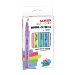 Alpino, Set 6 textmarkere Alpino, cu sclipici, Color Experience - vectordirect.ro
