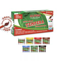 Rechizite scolare Zip..it Alpino, Tempera lavabila, 7 culori x 40ml/cutie + pensula gratis, Alpino - vectordirect.ro