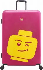 Lego, Troller copii 28 inch / 100 L /52x23x29 cm, material ABS, LEGO Minifigure Head - roz - vectordirect.ro