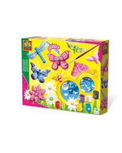 Set creativ copii cu mulaj de lut si pictura - Fluturi cu sclipici