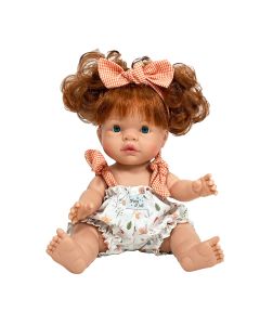 Papusa Nines D'Onil, Joy, cu parul roscat, cu fundita roz, cu miros de vanilie 37 cm