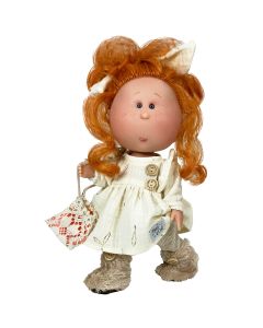 Papusa Nines D'Onil, Mia, cu parul roscat prins, cu articulatii, cu miros de vanilie, 30 cm