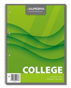 Caiet cu spirala, A4, 80 file - 70g/mp, 4 perf., coperti carton, AURORA College - dictando