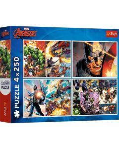 PUZZLE TREFL 4X250 AVENGERS MARVEL ZILE EROICE