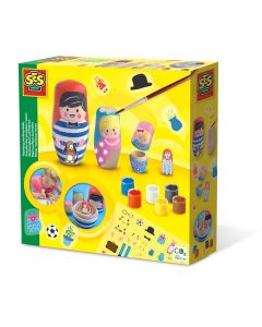 Set copii de decorare papusi Matrioska cu vopsea si accesorii