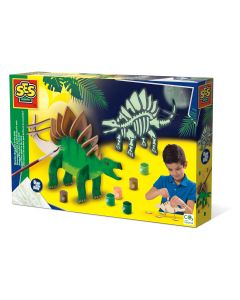 Set pentru copii cu un dinozaur din piese si vopsea fluorescenta