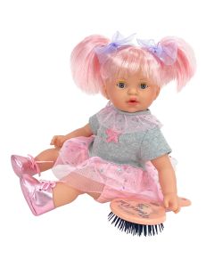 Papusa Nines D'Onil, Alex Star, cu parul roz, ambalata in cutie, cu miros de vanilie, 40 cm