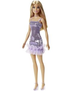 PAPUSA BARBIE TINUTE STRALUCITOARE BLONDA CU ROCHITA MOV