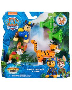 PATRULA CATELUSILOR JUNGLE PUPS SET 3 FIGURINE CHASE TRACKER SI TIGRUL