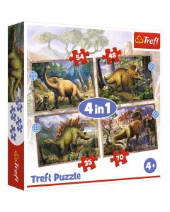 PUZZLE TREFL 4IN1 DINOZAURII INTERESANTI