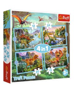 PUZZLE TREFL 4IN1 LUMEA DINOZAURILOR
