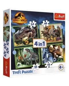 PUZZLE TREFL JURASSIC WORLD 4IN1 IN LUMEA DINOZAURILOR