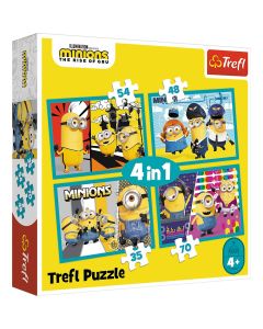 PUZZLE TREFL MINIONS 4IN1 LUMEA FERICITA A MINIONILOR
