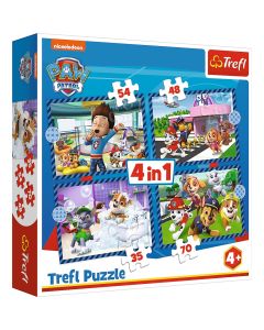 PUZZLE TREFL 4IN1 PATRULA CATELUSILOR ACTIVITATILE ZILNICE ALE ECHIPEI