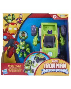 MARVEL IRON MAN SI PRIETENII SAI UIMITORI SET VEHICUL 2 IN 1 SI FIGURINA IRON HULK