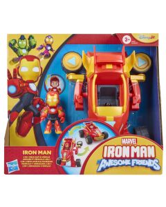 MARVEL IRON MAN SI PRIETENII SAI UIMITORI SET VEHICUL 2 IN 1 SI FIGURINA IRON MAN