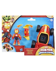 MARVEL IRON MAN SI PRIETENII SAI UIMITORI SET VEHICUL SI FIGURINA IRON MAN