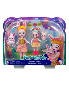 ENCHANTIMALS SET PAPUSI SURORI SI ANIMALUTELE LOR BREE BUNNY SI TWIST SI BEDELIA BUNNY SI TAPPY
