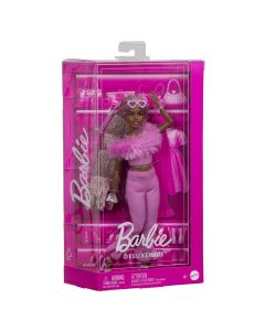 BARBIE DELUXE STYLE PAPUSA BARBIE CU SALOPETA ROZ SI PAR IMPLETIT