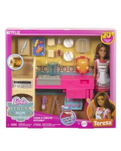 BARBIE SI TERESA RETETA PENTRU PRIETENIE SET PAPUSA TERESA SI BUCATARIE CU ACCESORII