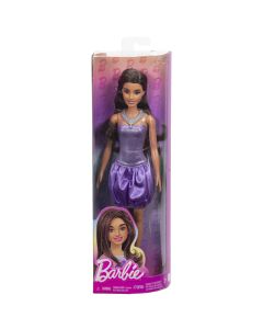 BARBIE FASHIONISTAS PAPUSA BARBIE BRUNETA CU ROCHIE MOV CU PAIETE