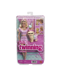 BARBIE TWINNING LOOKS SET PAPUSA BARBIE BLONDA SI CATEL CU ACCESORII